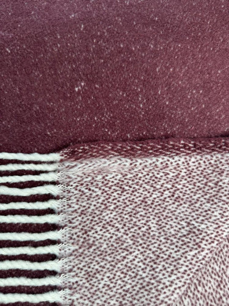 55" X 70" Plum And White Cotton Blend Woven Chevron Plush Throw Blanket with Fringe