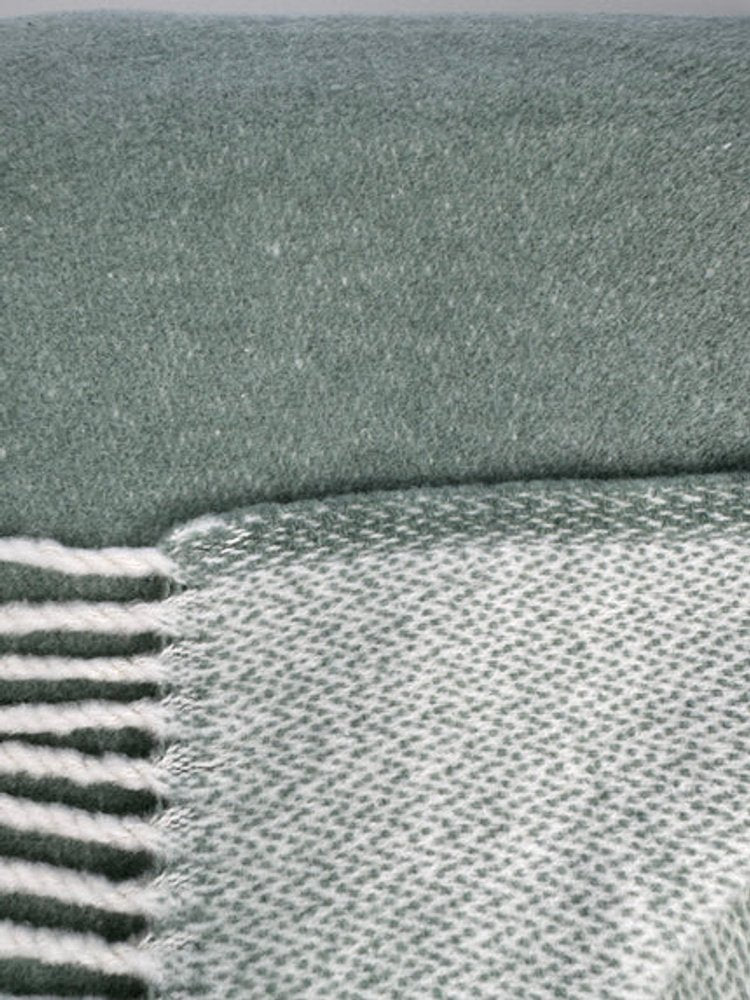 55" X 70" Sage And White Cotton Blend Woven Chevron Plush Throw Blanket with Fringe