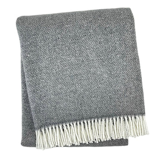 55" X 70" Dark Gray And White Cotton Blend Woven Herringbone Plush Throw Blanket with Fringe