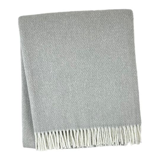 55" X 70" Light Gray And White Herringbone Cotton And Microfiber Woven Throw Blanket with Fringe