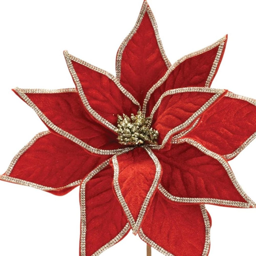 Set of Two 9" Red And Silver Artificial