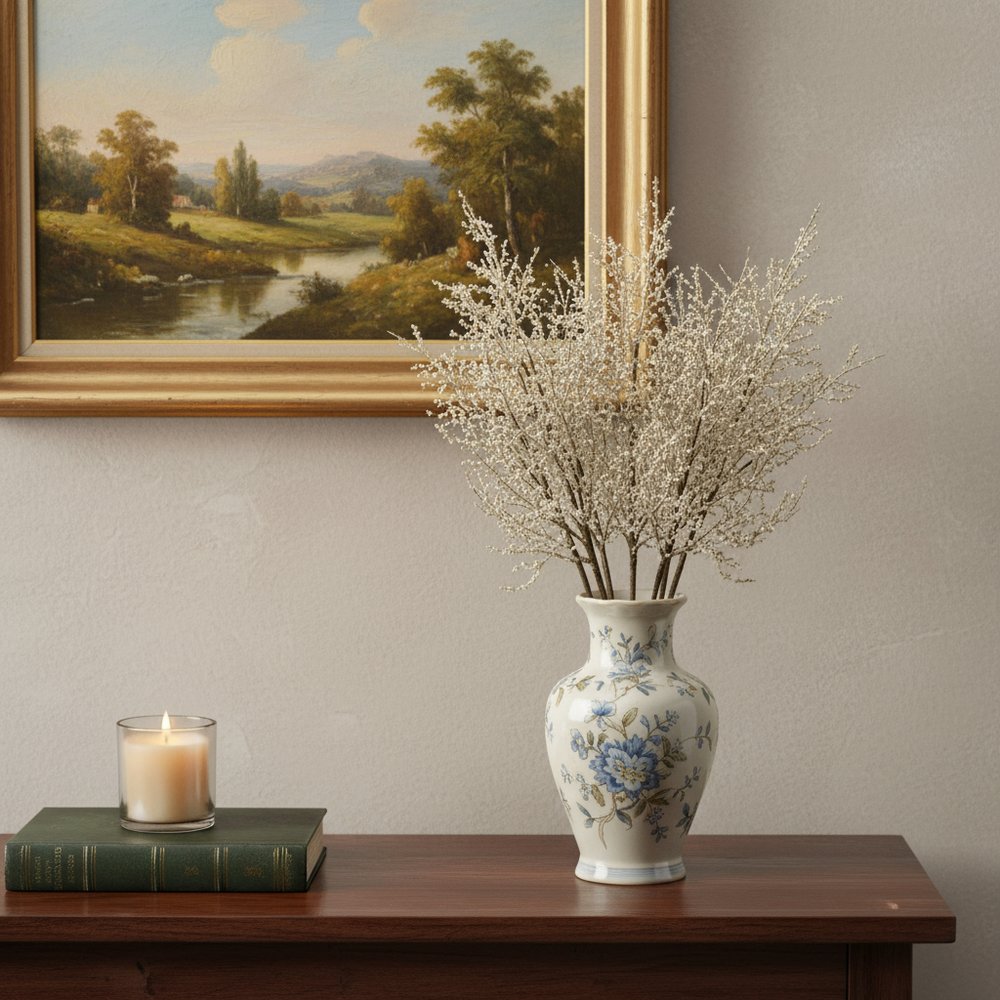 Set of Six 10" Silver And Champagne Artificial Pine