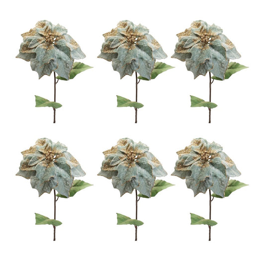 Set of Six 10" Green And Gold Artificial