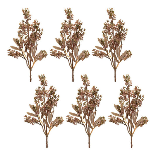 Set of Six 8" Mauve Brown And Yellow Artificial