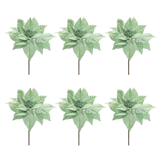 Set of Six 13" Mint Green And Brown Artificial