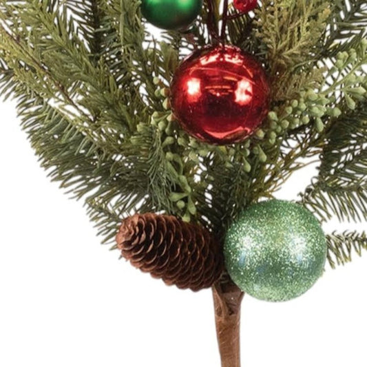 Set of Two 15" Green Brown And Red Artificial Pine