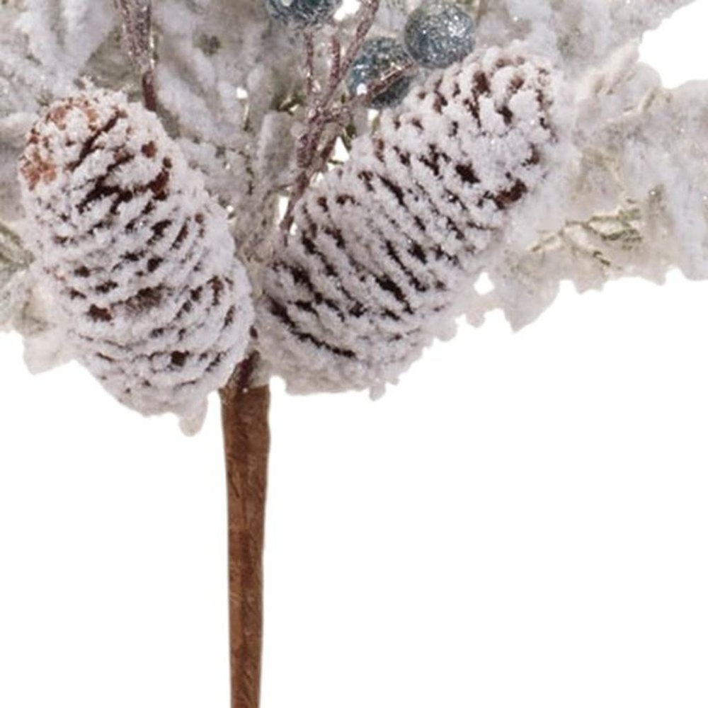 Set of Six 10" White Green And Brown Artificial Pine