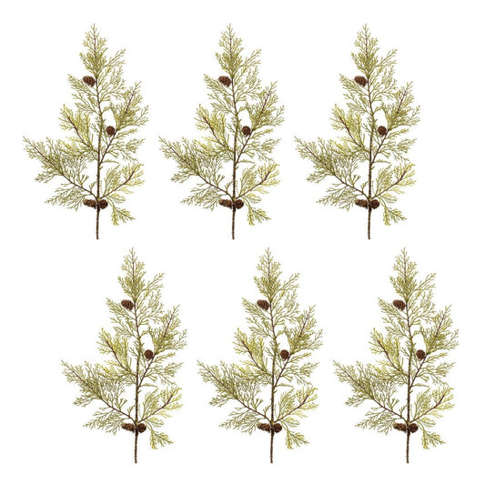 Set of Six 9" Green And Brown Artificial Pine
