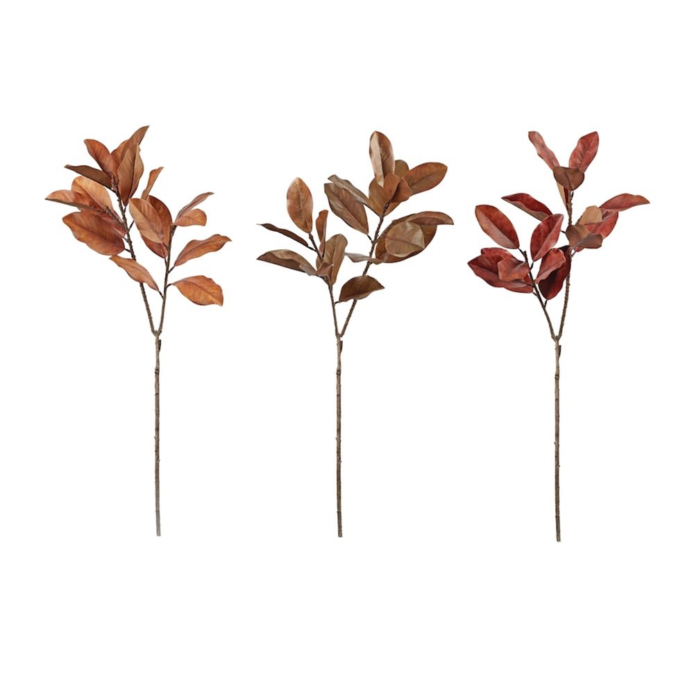Set of Six Orange Red And Brown Fall Magnolia Leaf Wreath Sprays