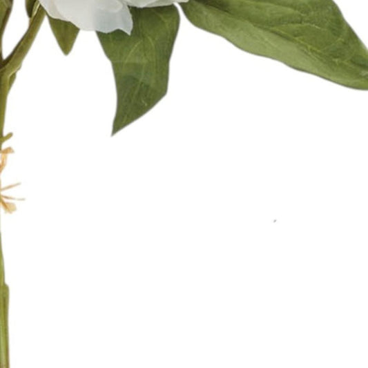 Set of Two 14" White Ivory And Green Artificial Flowering