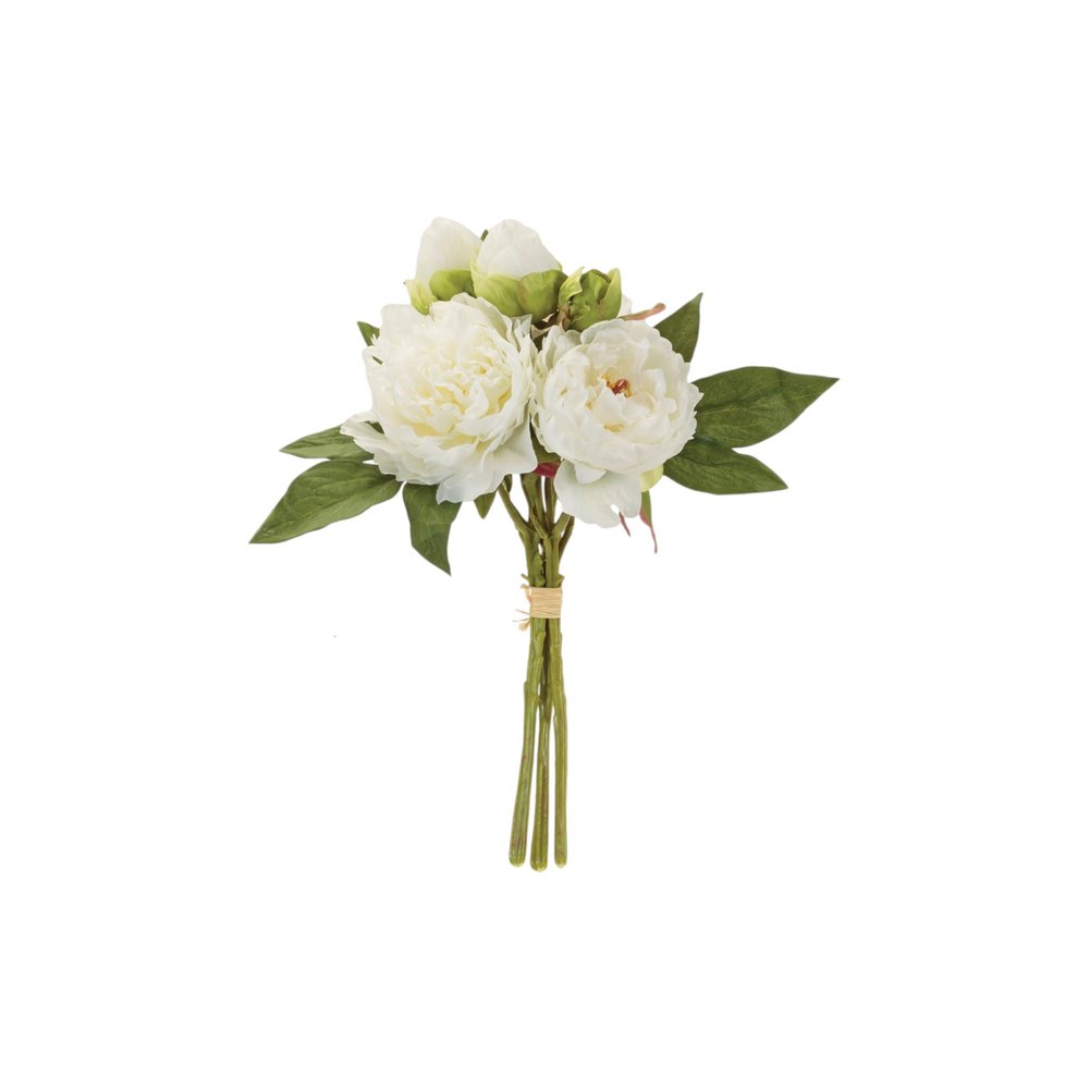 Set of Two 14" White Ivory And Green Artificial Flowering