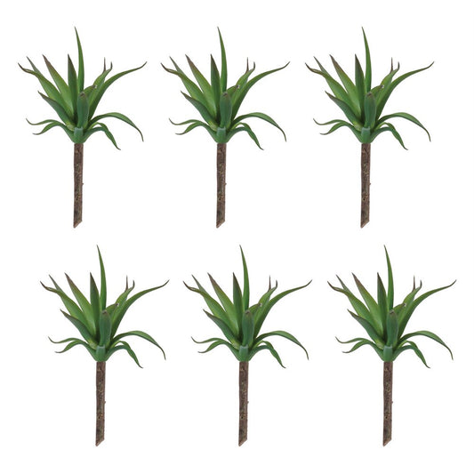 Set of Six 9" Green And Brown Artificial Succulent