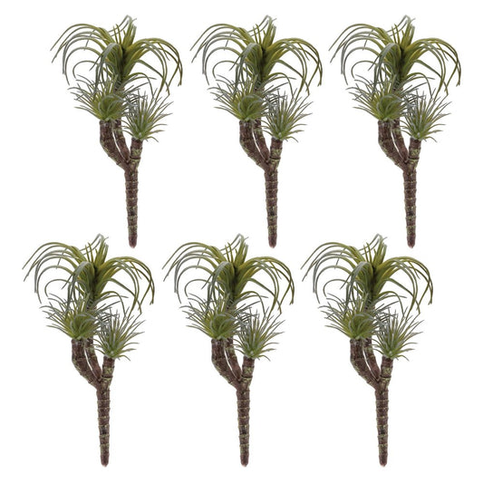 Set of Six 8" Green And Brown Artificial Succulent