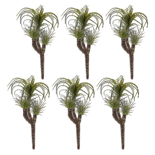 Set of Six 8" Green And Brown Artificial Succulent