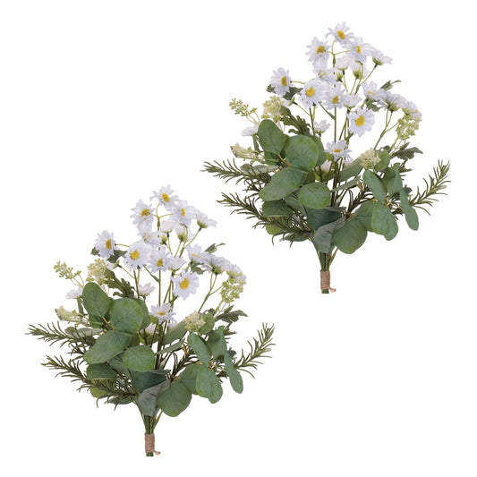 Set of Two 24" White Yellow And Green Artificial Flowering