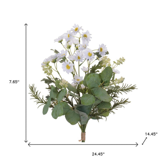 Set of Two 24" White Yellow And Green Artificial Flowering