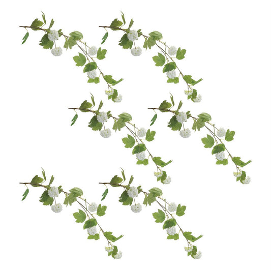 Set of Six 15" White Green And Brown Artificial Flowering