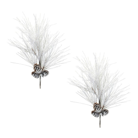 Set of Two 36" White Brown And Green Artificial Pine