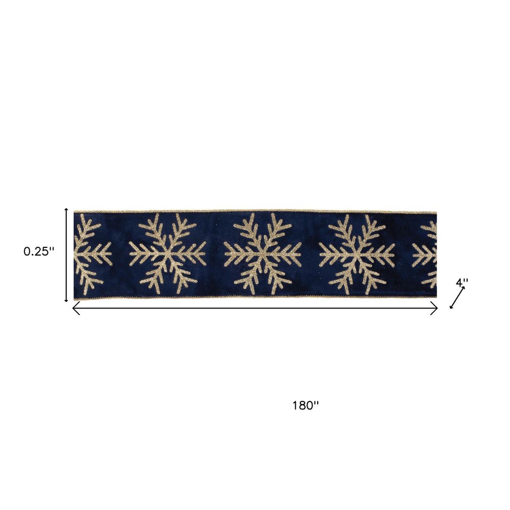 Glittered Snowflake Wired Ribbon 4" x 5 Yds. Shatterproof Ribbon