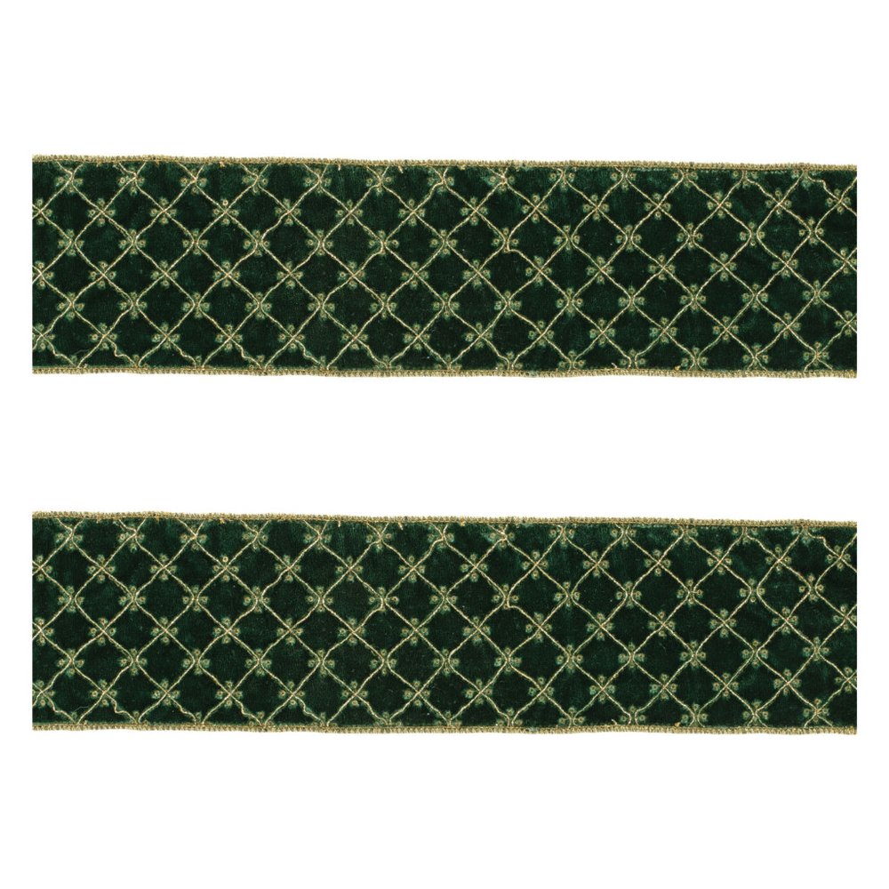 Set of Two Green And Gold Shatterproof Ribbons