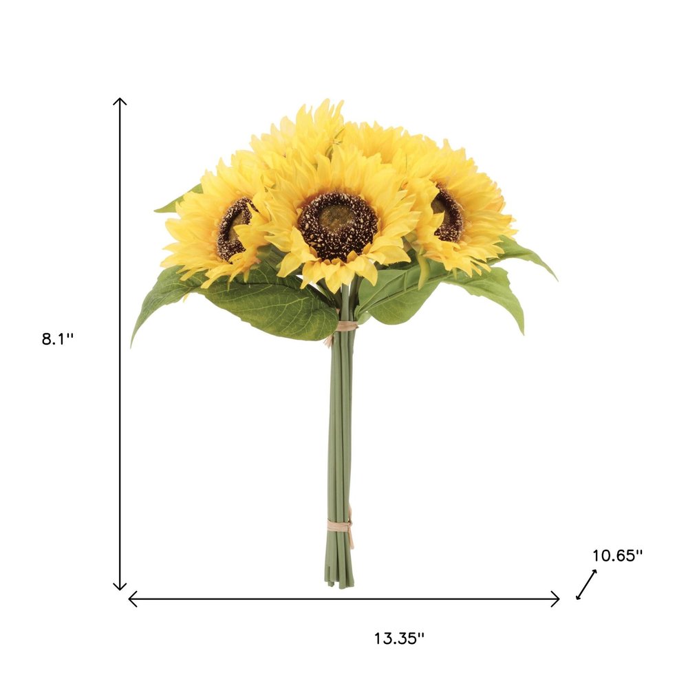 Set of Two 13" Yellow Green And Brown Artificial Flowering