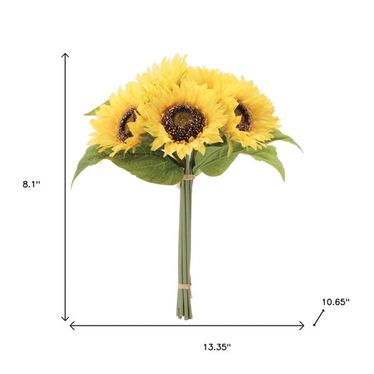 Set of Two 13" Yellow Green And Brown Artificial Flowering