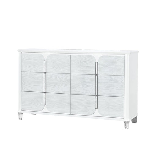 63" Gray Wood Six Drawer Double Dresser