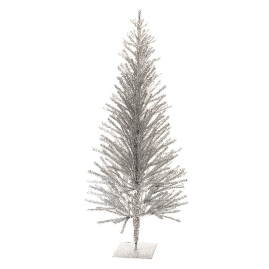 4' Silver Tinsel Sparse Pine Christmas Tree