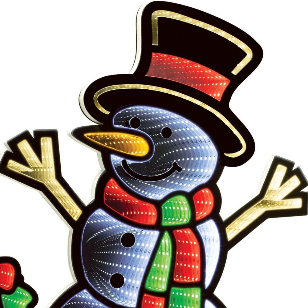24" White Red And Green Acrylic Christmas Snowman Tabletop Sign with LED