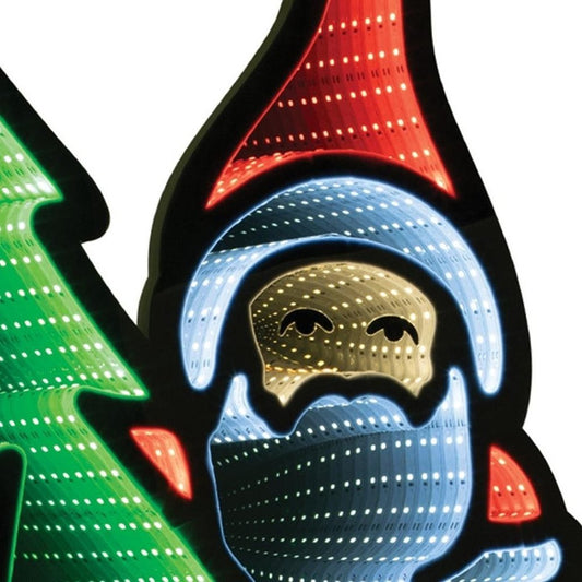 34" Red White And Green Acrylic Christmas Santa Tabletop Sign with LED