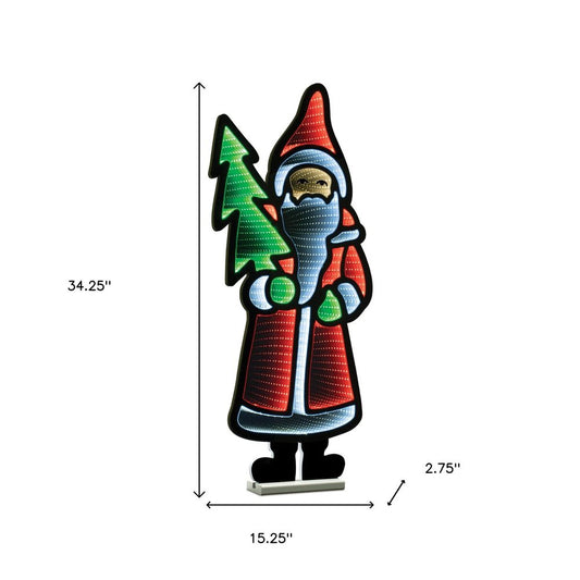 34" Red White And Green Acrylic Christmas Santa Tabletop Sign with LED