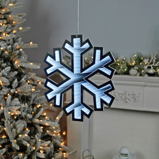 16" White Acrylic Christmas Snowflakes Tabletop Sign with LED