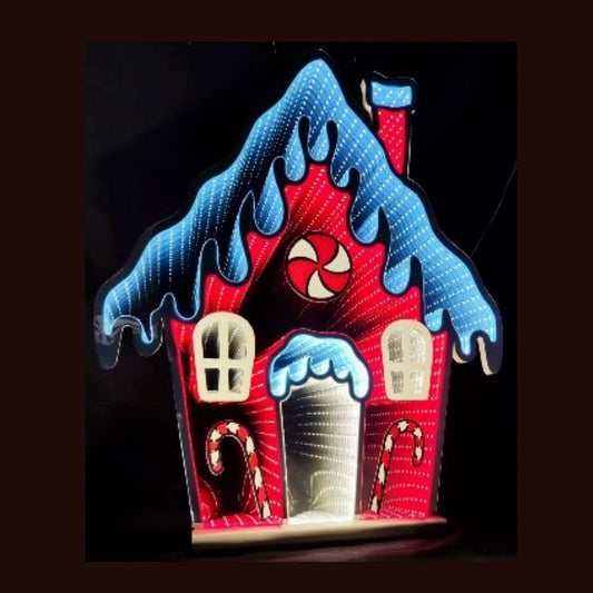 26" Red And White Acrylic House Christmas Tabletop Sign with LED