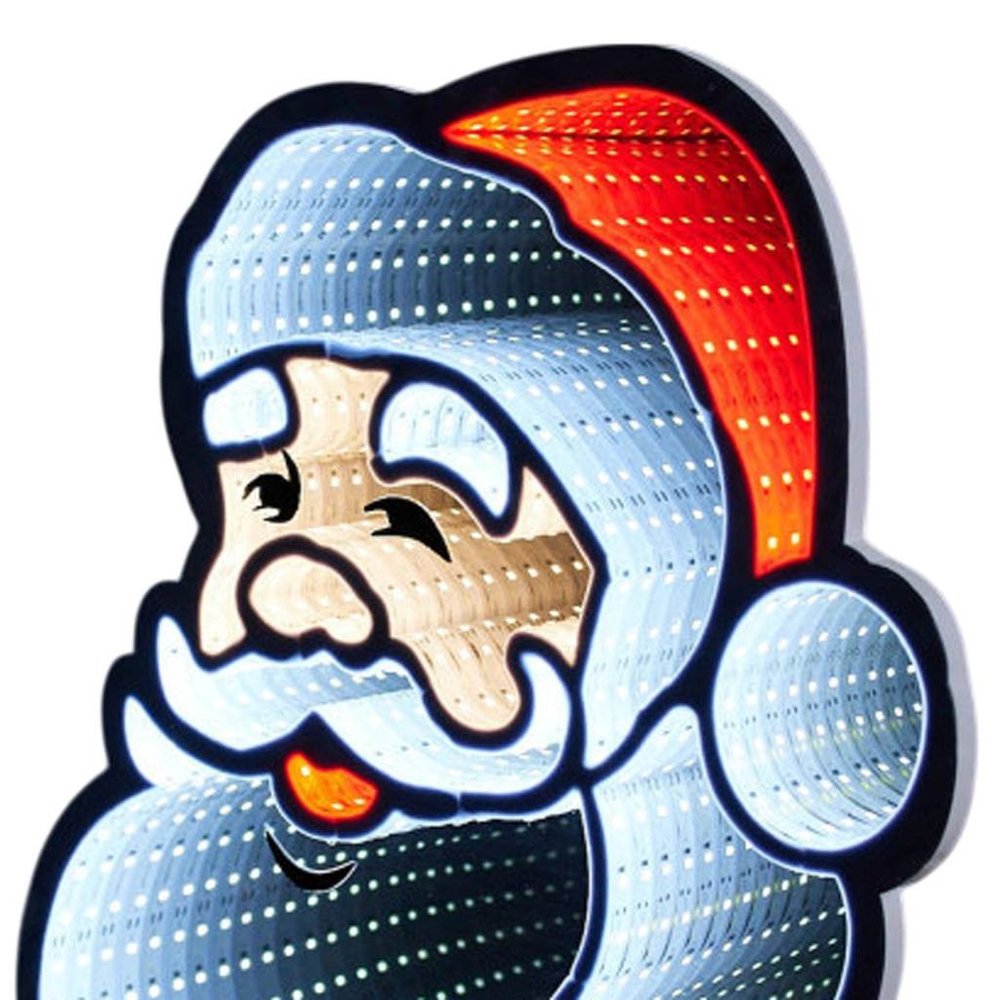 16" Red And White Acrylic Christmas Santa Tabletop Sign with LED