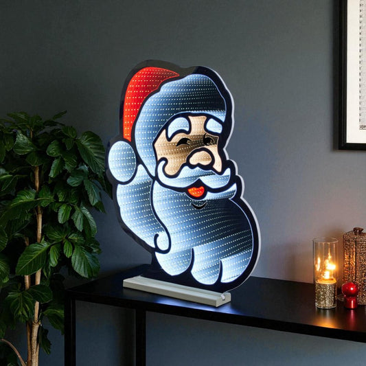 20" Red And White Acrylic Christmas Santa Tabletop Sign with LED