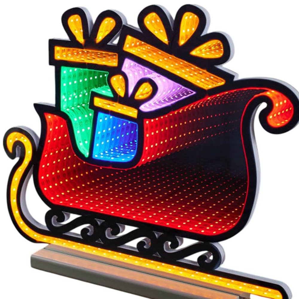 15" Green Orange And Red Acrylic Christmas Tabletop Sign with LED