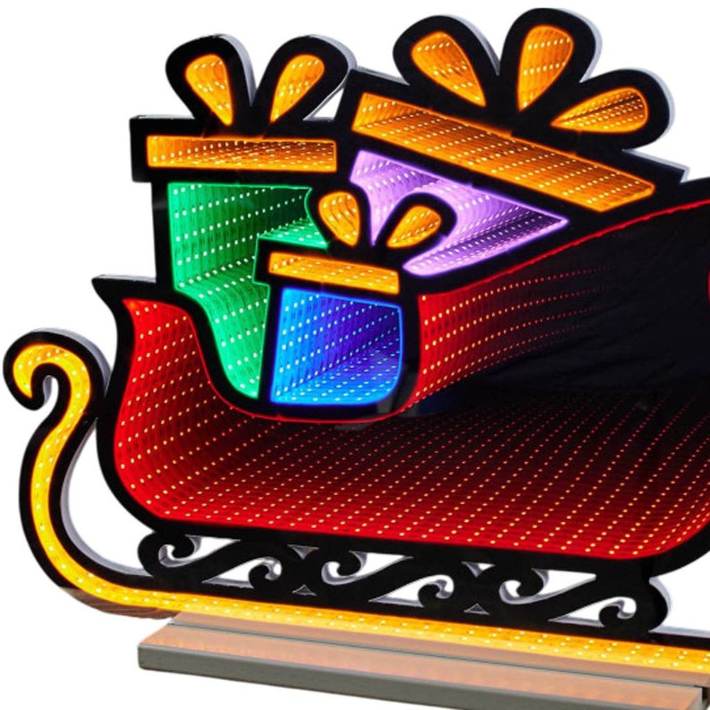 18" Green Orange And Red Acrylic Christmas Tabletop Sign with LED