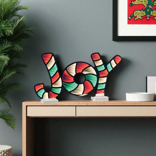 13" Red Green And White Acrylic Christmas Tabletop Sign with LED