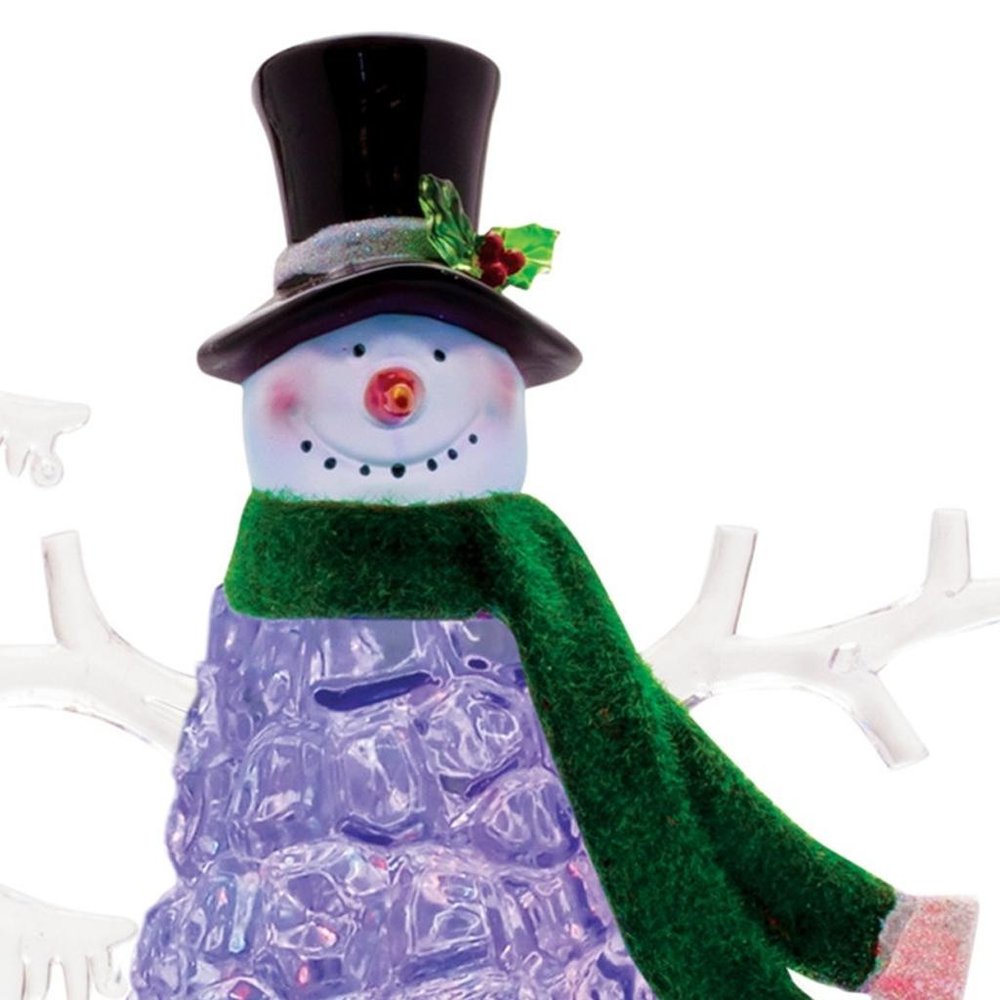 15" White Plastic Trees Christmas Snowman Tabletop Sign with LED