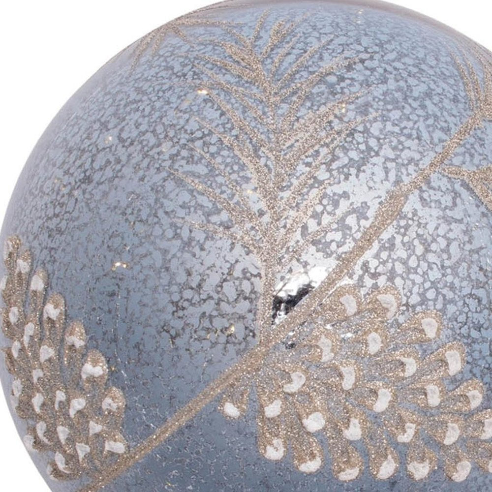 Set of Two Blue And Gray Glass Pinecone Tabletop Sculpture with LED