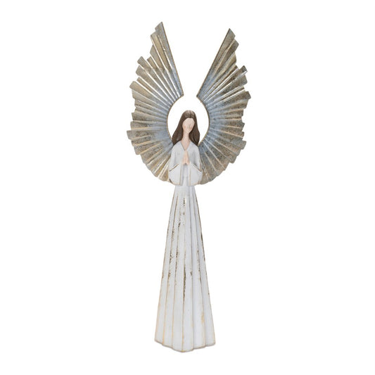36" White And Gold Polyresin Angel Christmas Tabletop Sculpture