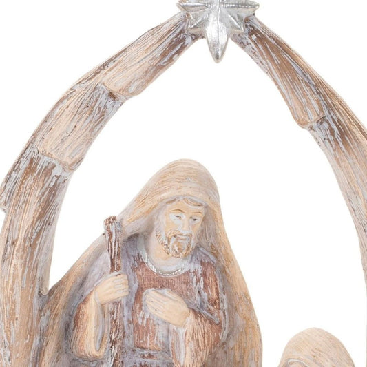 8" Beige And Gray Resin Christmas Tabletop Sculpture