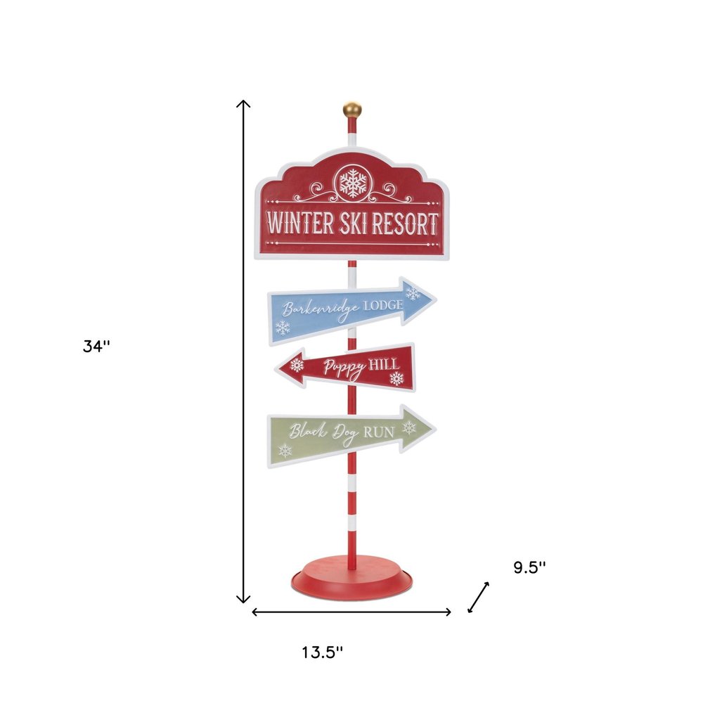 34" Red Blue And Green Iron Dog Tabletop Sign