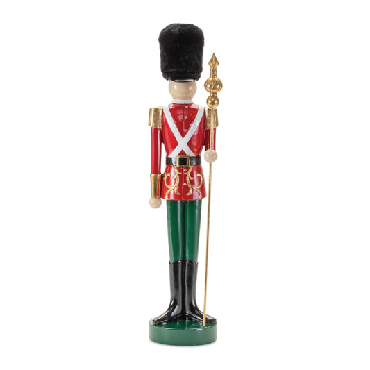19" Black Red And Green Resin Christmas Nutcracker Tabletop Sculpture
