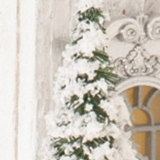 22" White And Green Wood Tabletop Sculpture with LED