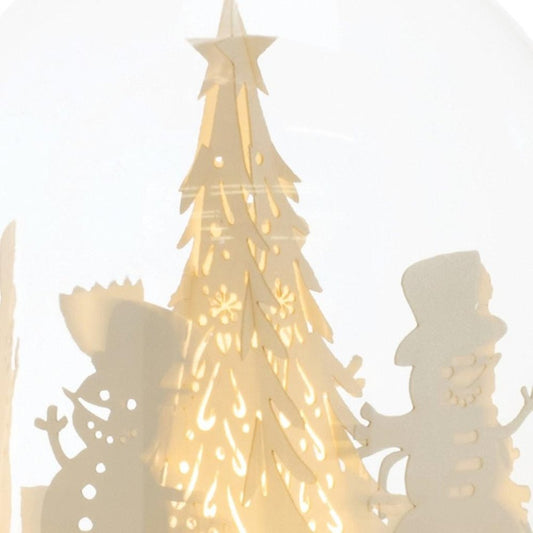 9" White Plastic Christmas Snowman Tabletop Sculpture with LED