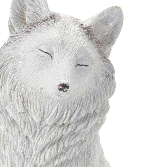 Set of Two White Polyresin Fox Figurine