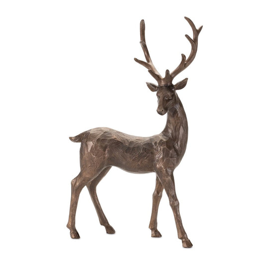 Set of Two Brown Polyresin Deer Figurine