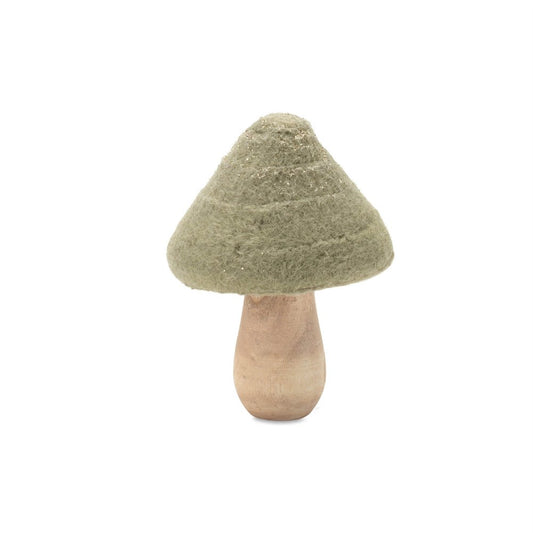 Set of Two Green And Gold Mushroom Tabletop Sculpture