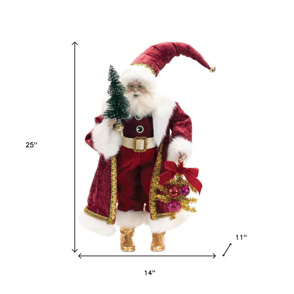 25" Red And White Resin Christmas Santa Figurine